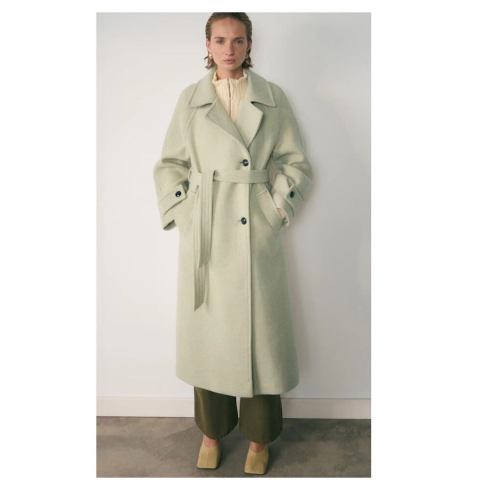 NEW MANGO Manteco Wool Belted Oversize Wool Blend Coat Size Medium